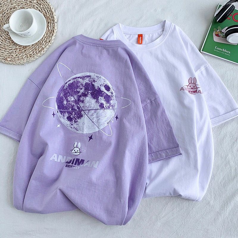 Áo thun tay lỡ nam nữ, áo phông unisex form rộng chất cotton mát mịn thấm hút mồ hôi hình địa cầu