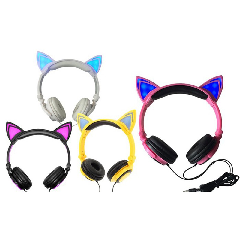 Tai Nghe Headphone Tai Mèo - TTLIFE Xinh Xắn - Có Đèn Led Nháy Siêu Cute