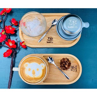 (FREE KHẮC LOGO) Khay gỗ bầu dục 2 ngăn (decor 26)