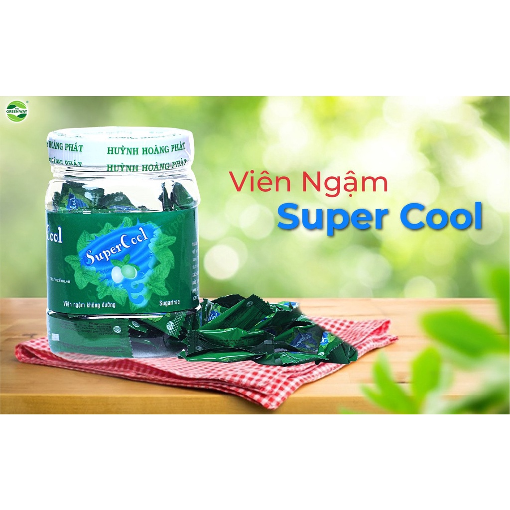 Kẹo không đường - Hộp Kẹo ngậm Super Cool Bạc Hà Cho bạn kiêng đường - 80 túi x 2 viên - The GreenWay