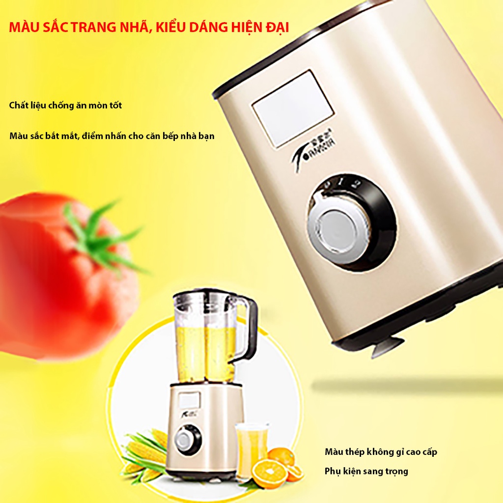 Máy xay sinh tố hoa quả, thực phẩm, máy xay công nghiệp công suất 450w tiết kiệm điện năng, 3 cối lưới lọc, BH 12 tháng