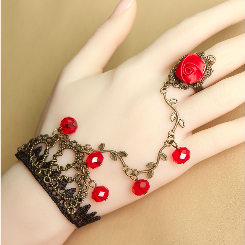 Lắc tay vòng tay nữ choker tự điều chỉnh kích thước ren hoa hồng hàn quốc dễ thương