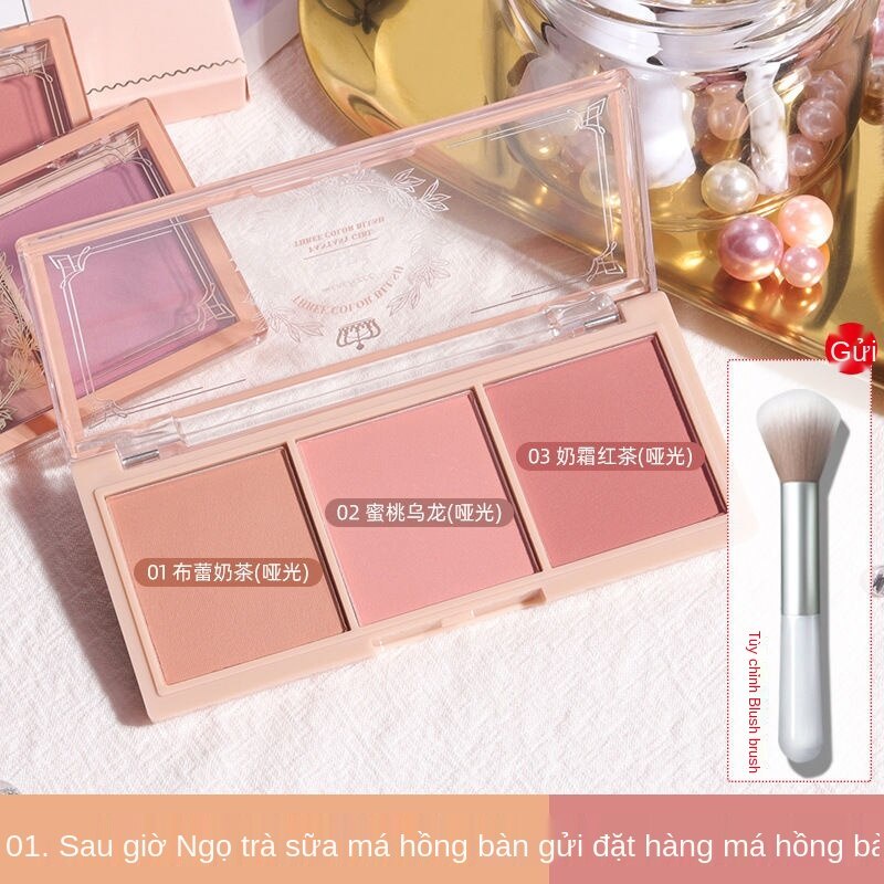 (Hàng Mới Về) Phấn Má Hồng Ba Màu Sắc Tinh Tế Có Độ Bóng Cao Làm Sáng Da