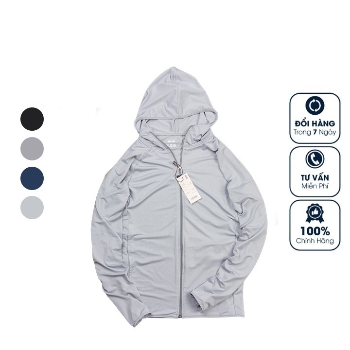 Áo chống nắng nam OKU chất vải kim cương có mũ trùm, áo khoác nắng nam dài trùm tay thông hơi thoáng mát ACP