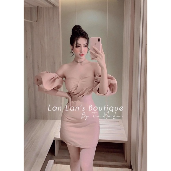 Váy Đầm Trễ Vai Dự Tiệc Tay Bồng Thời Trang