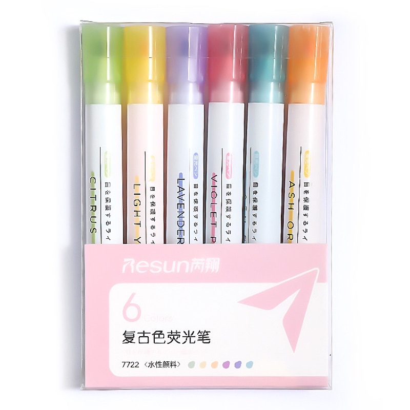 Bút nhớ highlight bút nhiều màu bộ bút highlight bút dạ quang màu pastel highlighter vỉ 6 chiếc 7722