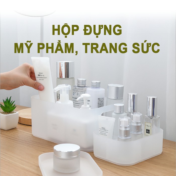 Hộp đựng mỹ phẩm, trang sức, đồ trang điểm, chia ngăn 6 kích cỡ có nắp