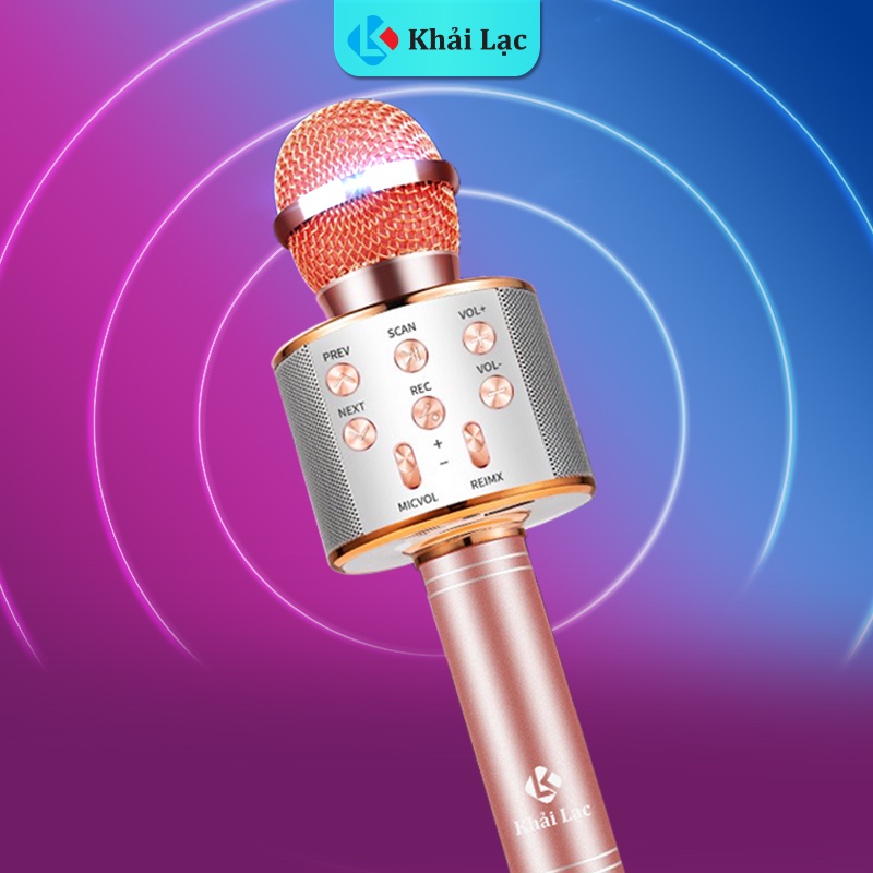 [Mã BMBAU50 giảm 7% đơn 99K] Mic Hát Karaoke Bluetooth WS-858 Khải Lạc míc không Dây Kèm loa Âm vang Ấm mic hát karaoke