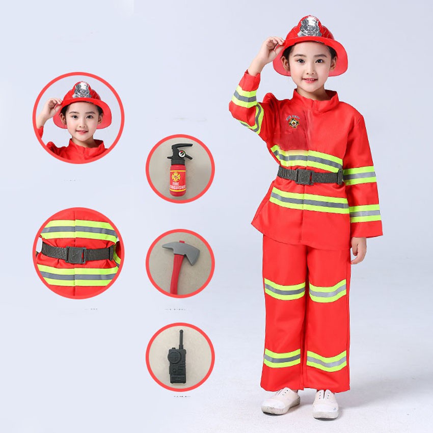 Bộ Đồng Phục Lính Cứu Hỏa Hóa Trang Halloween Cho Bé