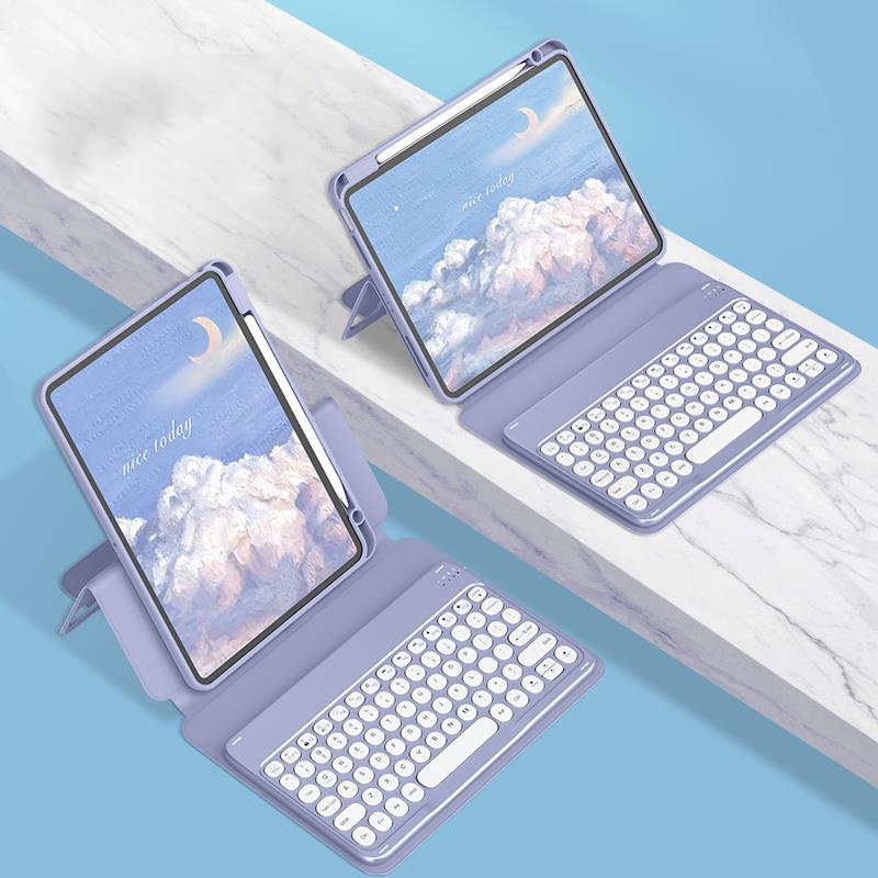 Tro 360° Ốp Máy Tính Bảng Có Bàn Phím Không Dây Lật Tự Động Bật / Tắt Màn Hình Thông Minh Cho iPad Mini 6 2021 8.3 inch