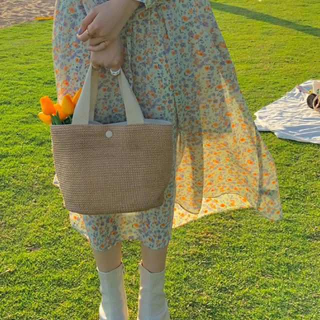 [Mã FASHIONT4WA2 giảm 10K đơn 50K] Túi Cói Cầm Tay Vintage Hàng Cao Cấp