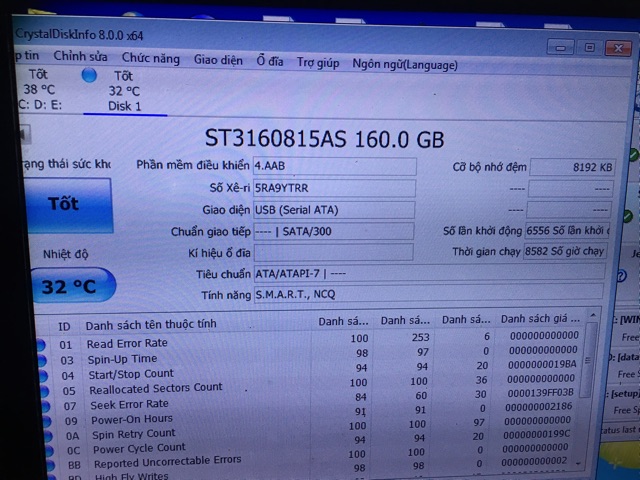 Ổ cứng PC, máy tính để bàn 160gb đã test bằng 3 phần mềm, không bad, không sector sức khoẻ 100% | BigBuy360 - bigbuy360.vn