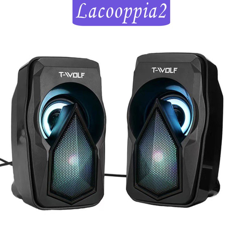 [LACOOPPIA2] Mini USB Wired Multimedia Computer Speakers with Colorful Light Bass Stereo