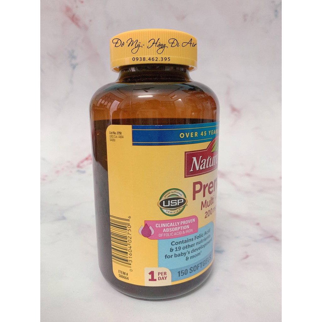 Viên uống Nature Made Prenatal Multi + DHA 200mg 150 viên