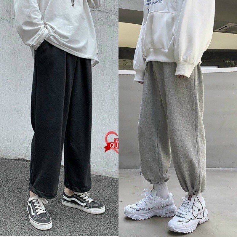 Quần Jogger Nam Nữ Đen Xám Trơn Bó Gấu Đẹp  Quần Nỉ Chun Unisex Thu Đông Hàng Đẹp