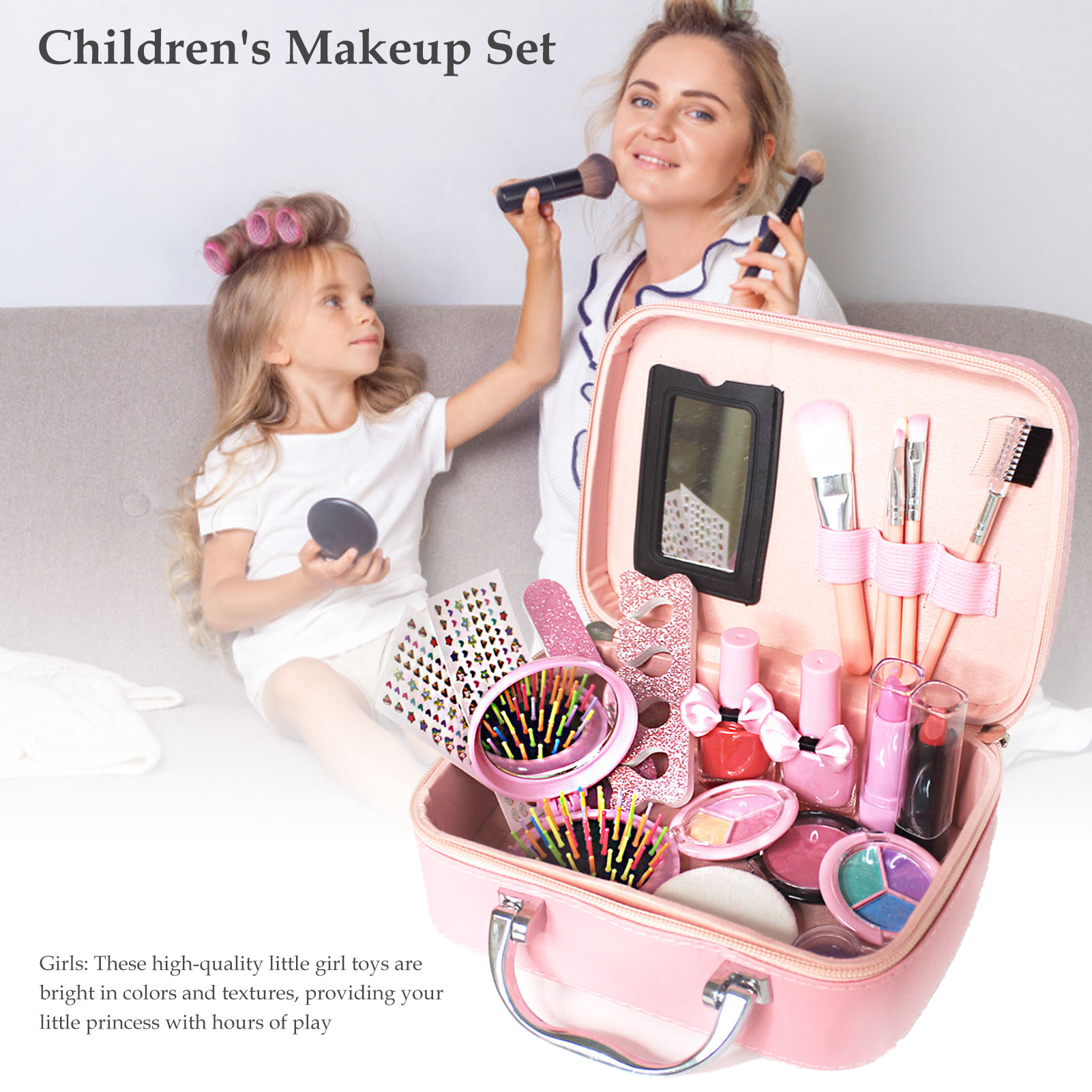 20PCS Washable Real Kids Makeup Kit With Safety Mirror,Kids Make up set,Girls Toy Make Up Kits,Makeup set for kids,Kids Make up set,Pretend Child Beauty Salon