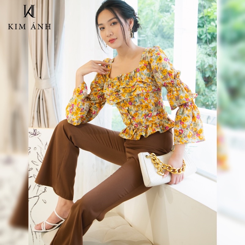 Áo Kiểu Thiết Kế Nữ, Áo Sơ Mi Nữ Công Sở Kim Ánh Emmy Top Hoa Nhí Tay Dài Tiểu Thư | BigBuy360 - bigbuy360.vn