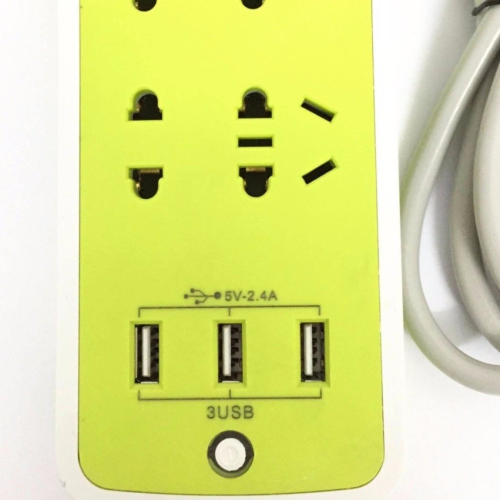 Ổ điện chống giật HÌNH CHỮ NHẬT DÀI (6 ổ cắm + 3 cổng USB) thế hệ mới 2019