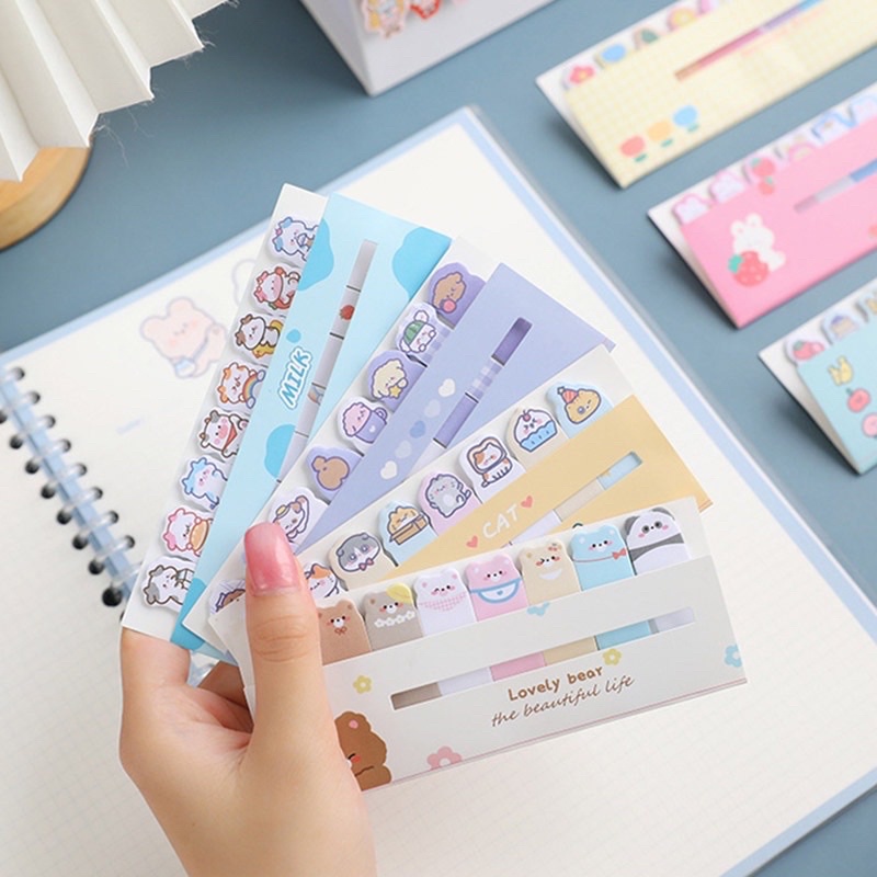 Set 120 Tờ Giấy Note Ghi Chú - STicky Notes Nhiều Màu Hoạ Tiết Dễ Thương