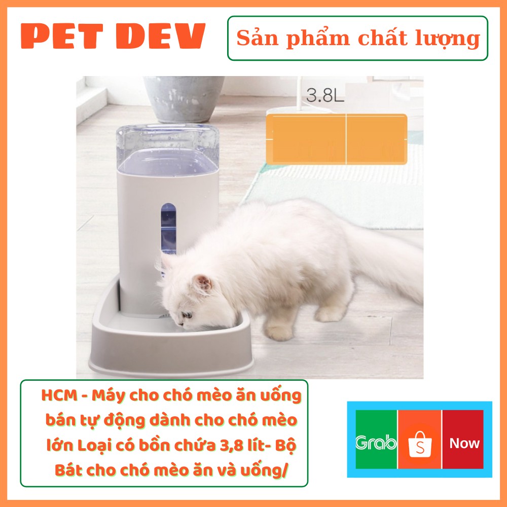 HCM - Máy cho chó mèo ăn uống bán tự động dành cho chó mèo lớn Loại có bồn chứa 3,8 lít- Bộ Bát cho chó mèo ăn và uống/