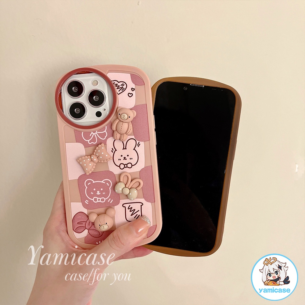 Ốp điện thoại tpu mềm họa tiết chú gấu hoạt hình 3d thắt nơ cho IPHONE 13 11 PRO MAX X XR 8 7 PLUS