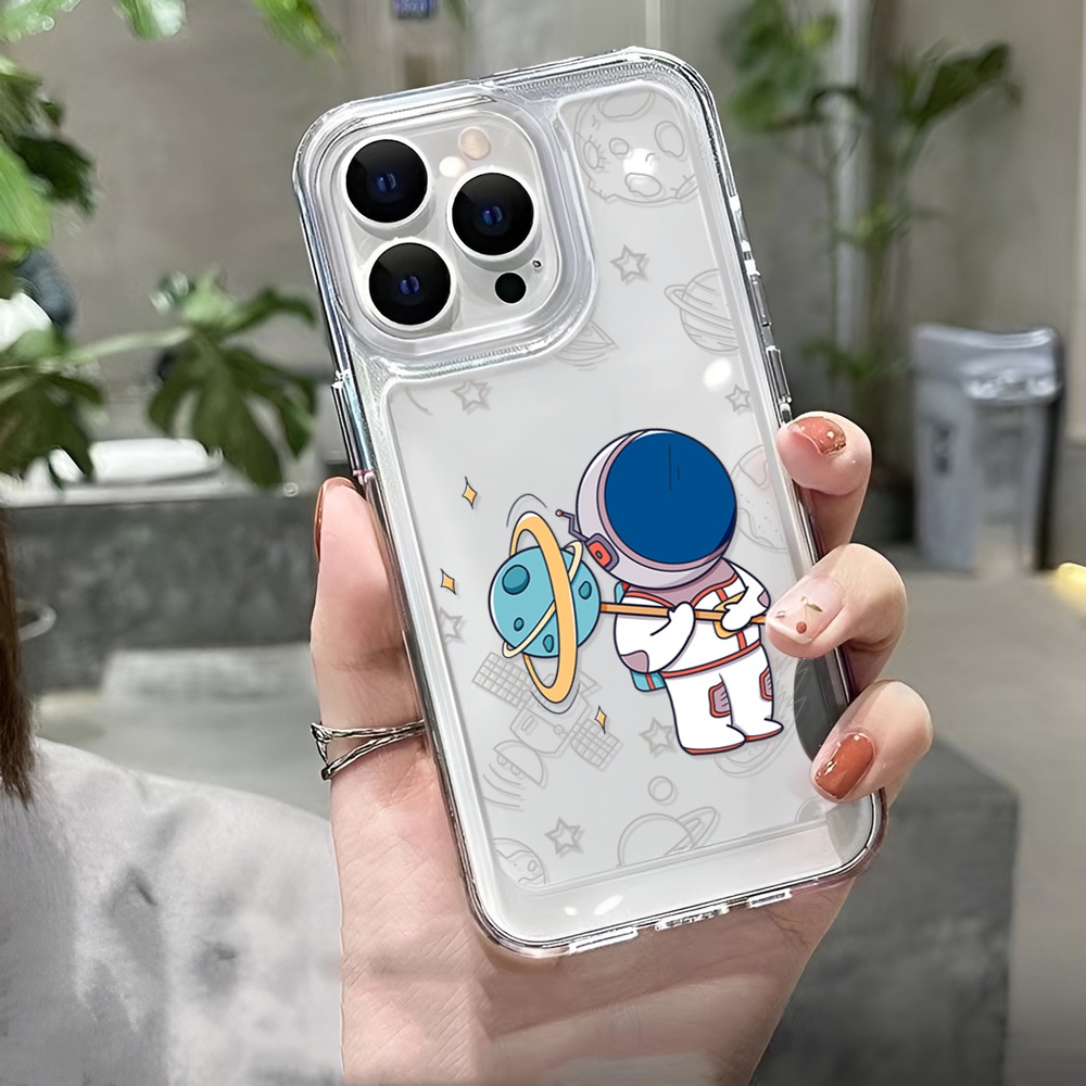 Ốp Điện Thoại Trong Suốt Hình Phi Hành Gia Không Gian Cho iphone 14 Pro Max Plus 13 11 12 7Plus X XS Max