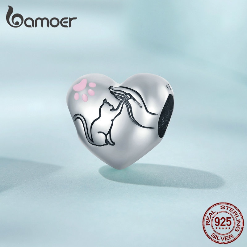 BAMOER Hạt Charm Hình Thú Cưng Bằng Bạc 925 Dùng Làm Vòng Tay / Vòng cổ Diy