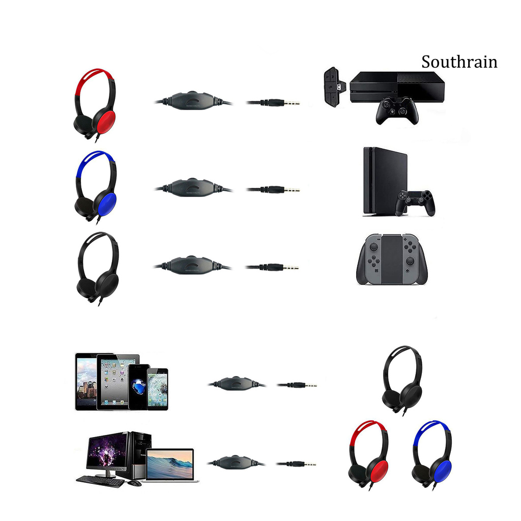 Southrain GM-007 Universal Foldable 3.5mm Wired Gaming Headphone with Mic for Phone/PC