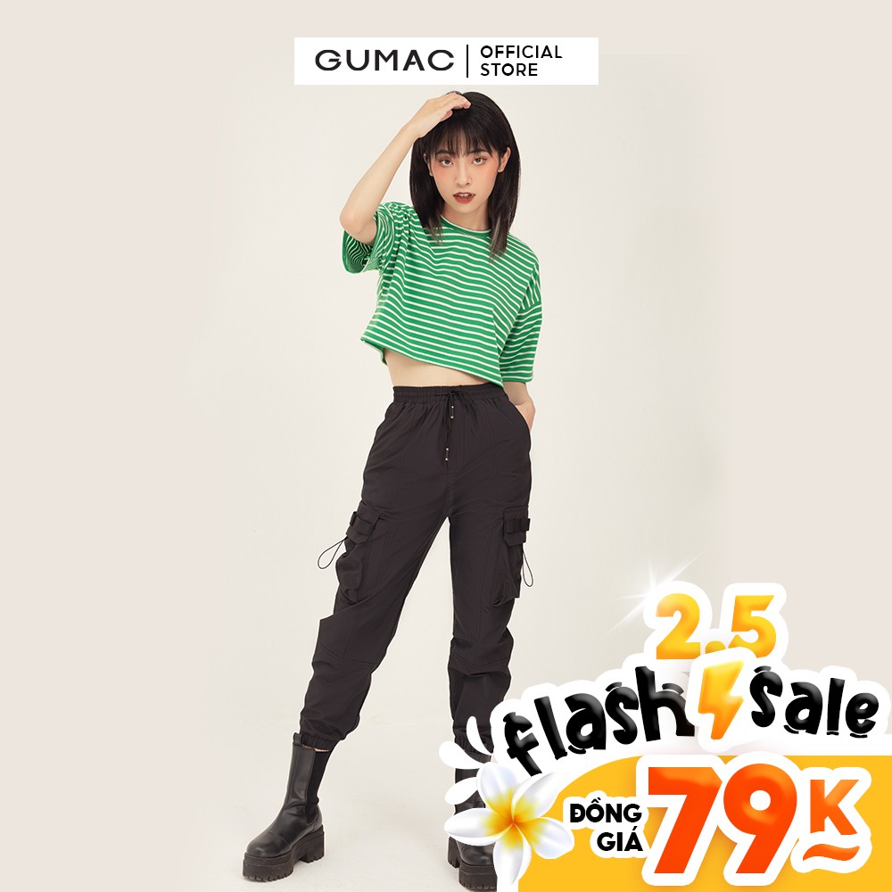 [Mã WABRGU100 giảm 15% đơn 249K tối đa 100k] Áo croptop nữ sọc ngang GUMAC phong cách unisex năng động đủ màu ATB343 | BigBuy360 - bigbuy360.vn
