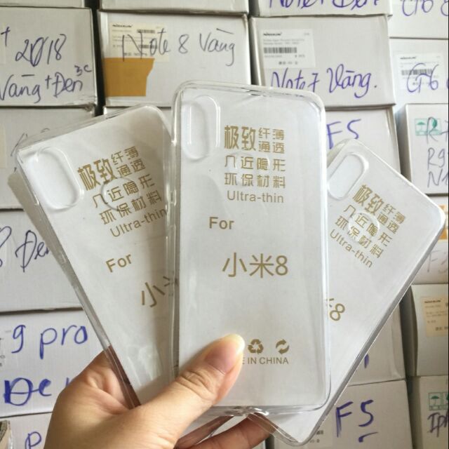 Ốp dẻo silicon xiaomi mi 8 , bộ 3 ốp