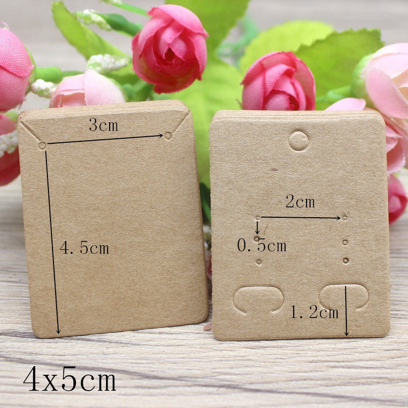 Set 50 thẻ giấy trắng 5X4cm trưng bày khuyên tai/Vòng cổ