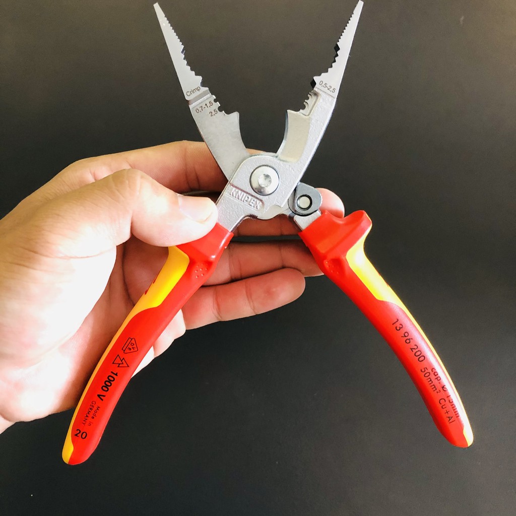 KÌM LẮP ĐIỆN ĐA NĂNG KNIPEX 13 96 200 CÁCH ĐIỆN 1000V CÓ LÒ XO, DÀI 200MM - HÀNG ĐỨC CHÍNH HÃNG 100%