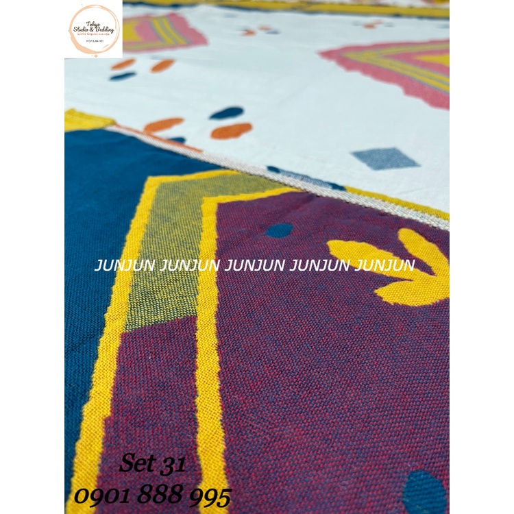 N3_SET Chăn Ga Gối vải Xô Organic cotton dòng cao cấp