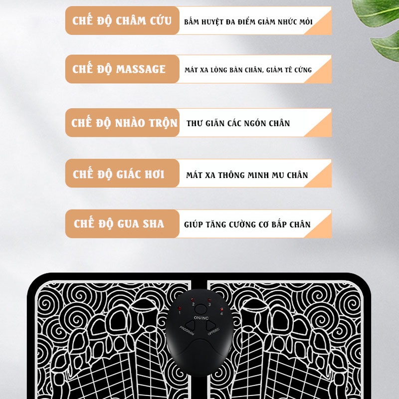 Máy massage bàn chân bấm huyệt đa điểm giảm tê cứng nhức mỏi, Thảm massage chân xung điện EMS