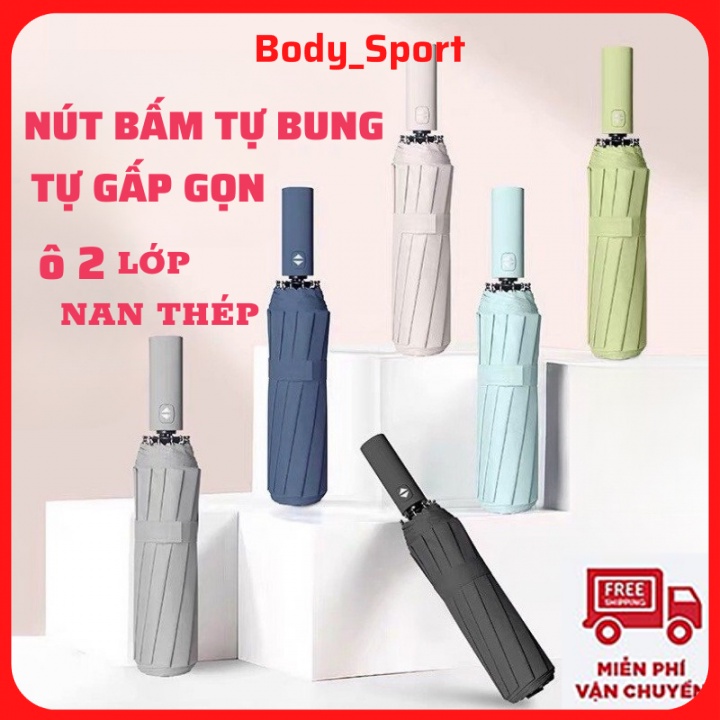 Ô tự bung dù tự động gấp mở tự động 2 chiều hàng xuất Nhật chất lượng cao che mưa nắng chống UV phiên bản mới Bodysport