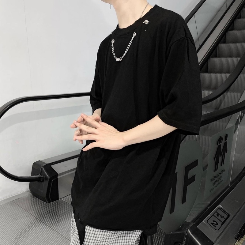 Áo Unisex Overtee kiểu rách 2 màu