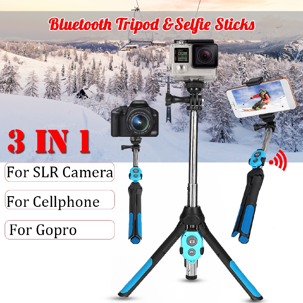 Selfie Stick 3 in 1 Foldable Wireless Bluetooth Tripod Extendable Remote Controller Monopod for iPhone Camera for Gopro