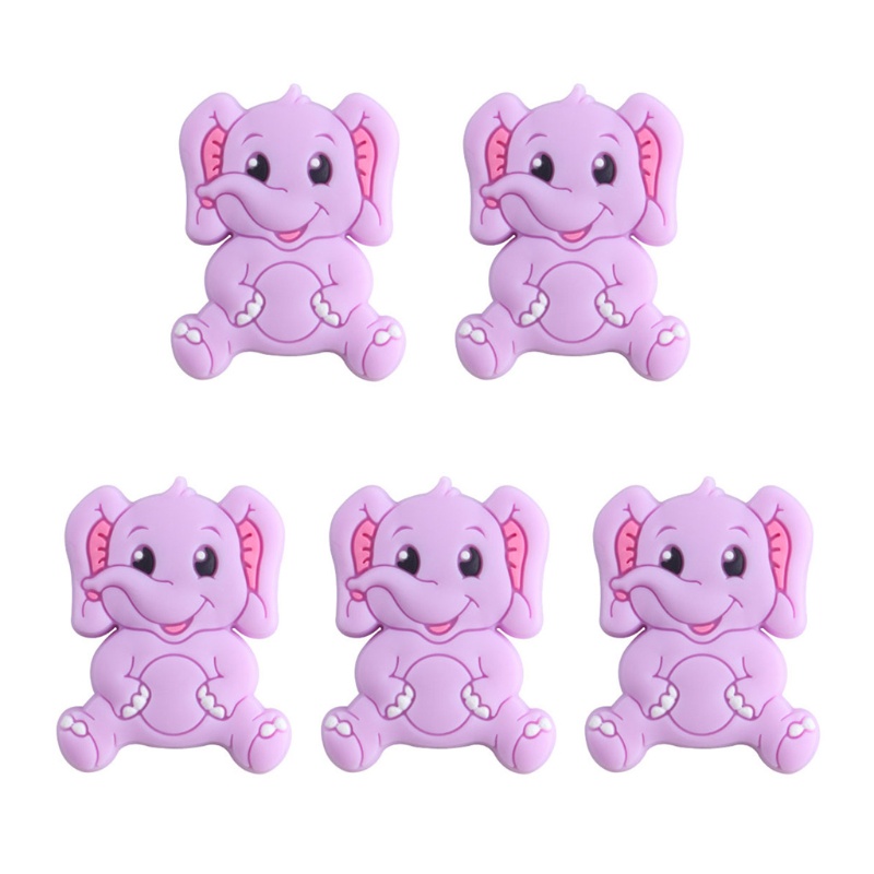 Set 5 Đồ Chơi Ngậm Mọc Răng Bằng Silicon Hình Chú Voi Hoạt Hình Cho Bé
