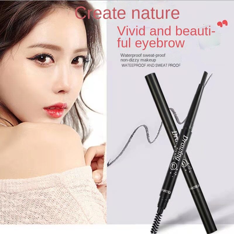 Chì kẻ mày hai đầu chống bám mồ hôi và nước không lem thiết kế đầu xoay tự động đa năng