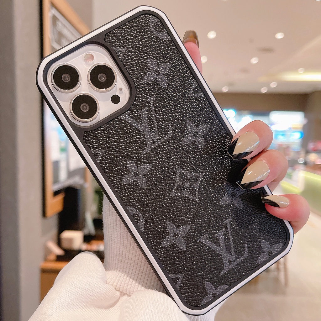 Ốp Điện Thoại Viền Màu Họa Tiết LV Cho iPhone 13Promax 12Pro 11promax XSMAX XR XS X