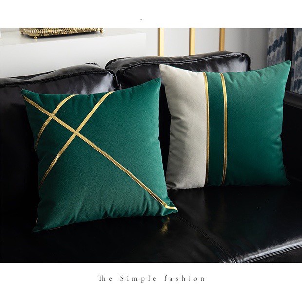 Vỏ gối tựa lưng sofa ruy băng vàng chất liệu vải nhung cao cấp