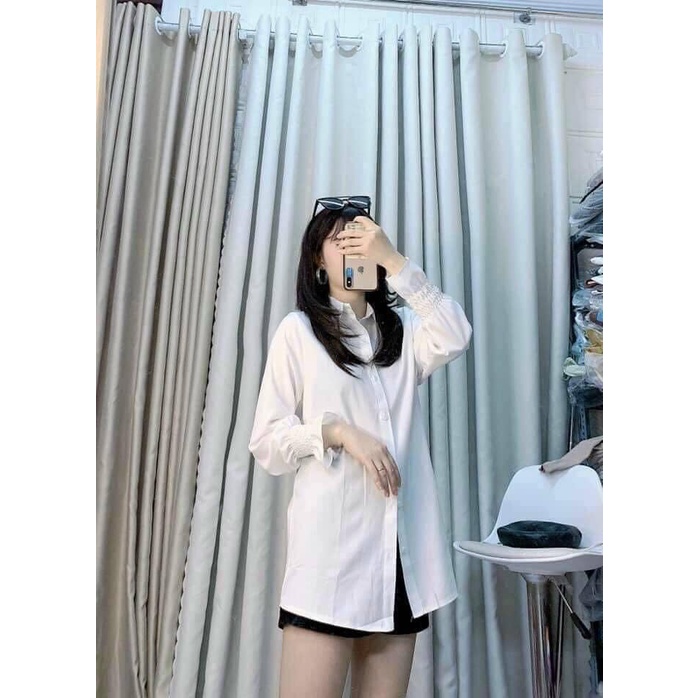 Áo Sơ Mi Nữ Kiểu Bèo Chun Tay Cổ Đức Kiểu Bassic Tiểu Thư A2F03