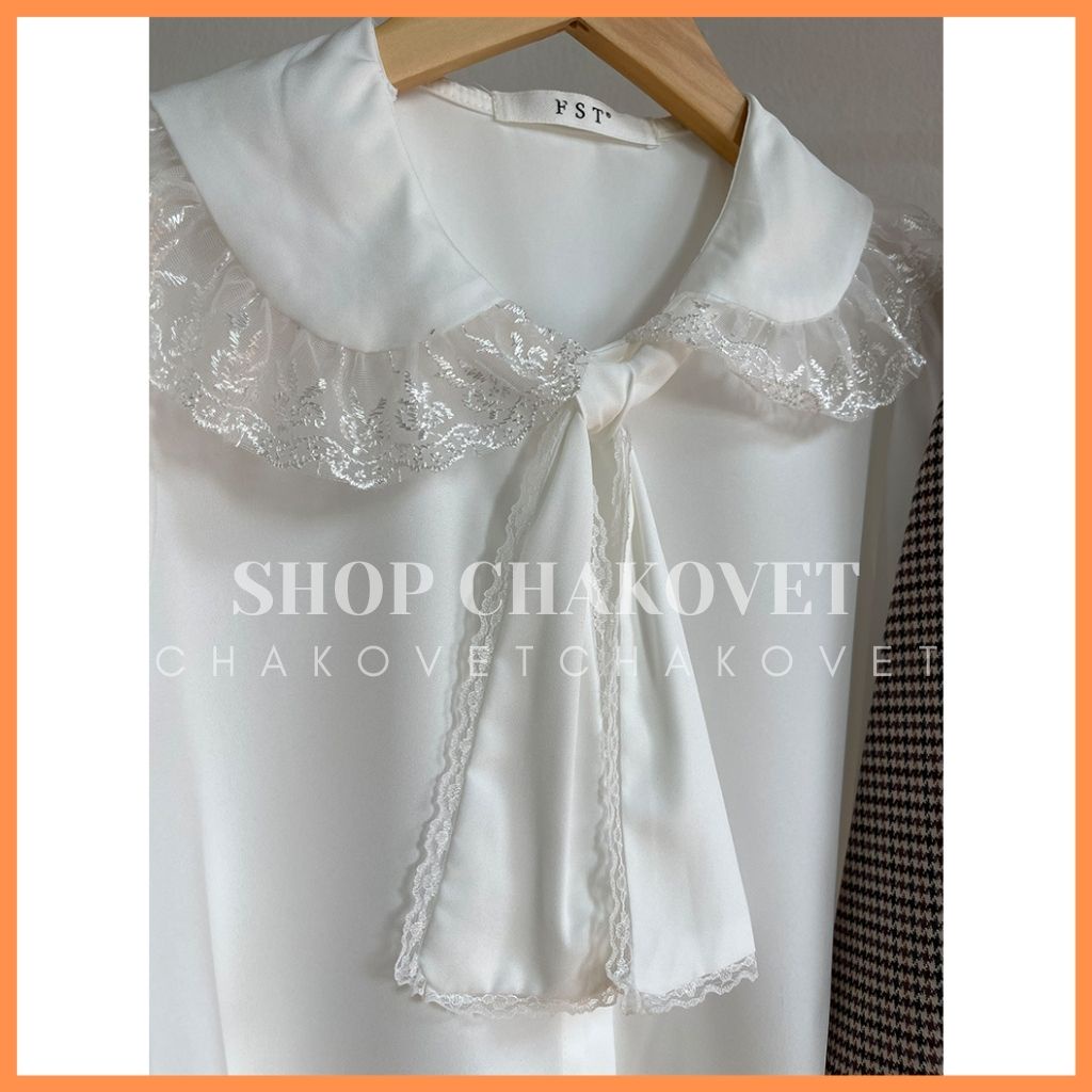 Áo sơ mi nữ dài tay màu trắng CKA870, áo kiểu nữ bánh bèo tay bồng cổ tròn thắt nơ phong cách hàn quốc mặc đi làm đi học