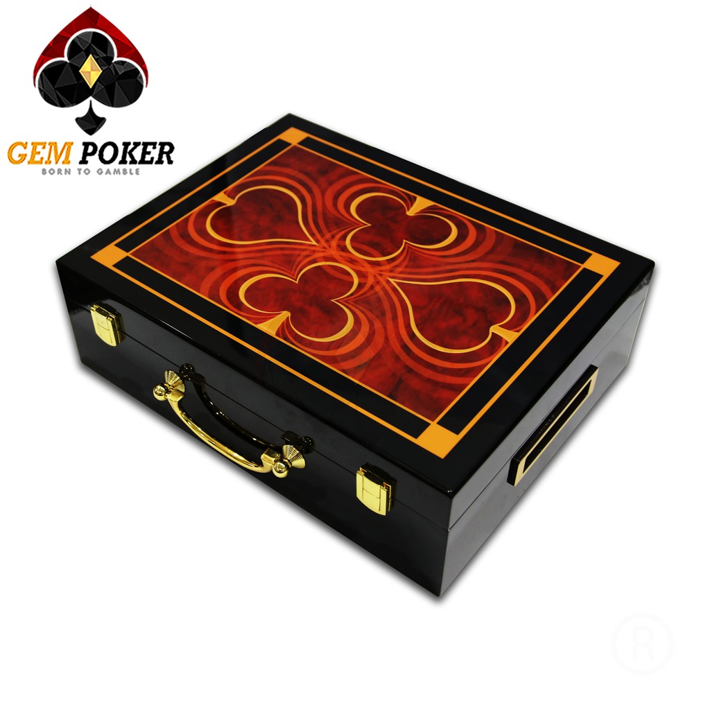 VALI GỖ 500 CHIP POKER SỨ CERAMIC GEM EDEN