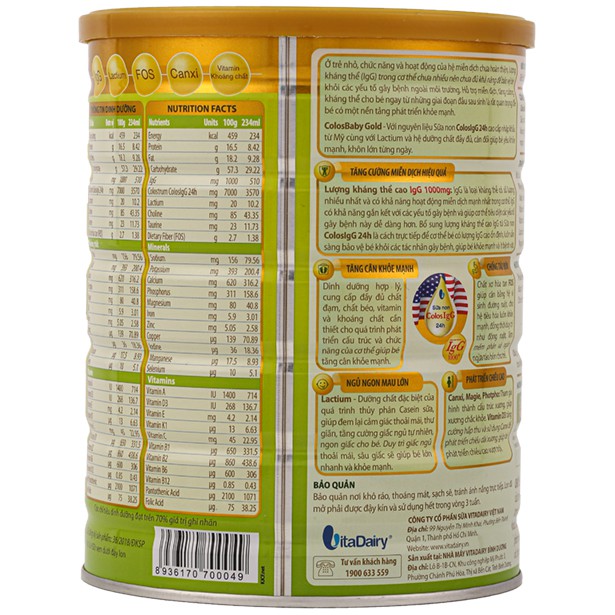 Sữa bột Colosbaby 0+ 1+ 2+ Sữa non Cao cấp  800g thegiosuatot