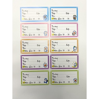Nhãn vở dán tập, sách - nhãn 6 ô, nhãn 10 ô