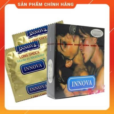 Bao cao su Innova đen - Vòng gân Hạt nổi Kéo dài thời gian 12 chiếc - tặng hộp nhỏ 3 chiếc