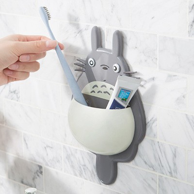 Hộp Đựng, Kệ Treo Bàn Chải TOTORO Siêu Cute, Hít Chân Không Tiện Dụng