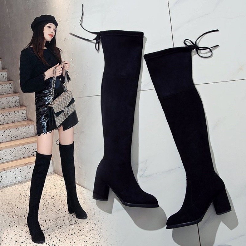 BOOT ĐÙI NỮ QUA GỐI NHUNG MỊN ĐẸP HÀNG MỚI sieu hot