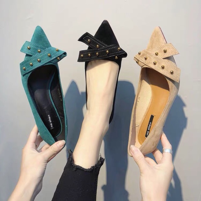 Giày da lộn gót 5cm